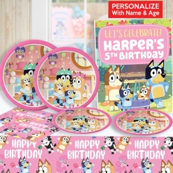 *Bluey Pink Supersaver PERSONALIZED Party Pack for 10